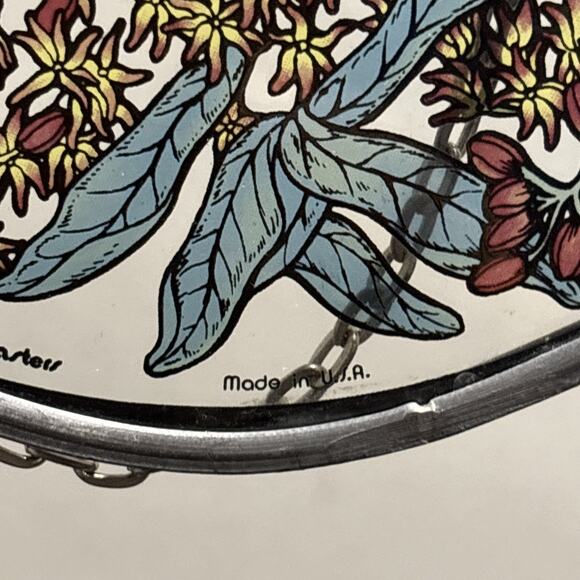 Glassmasters Suncatcher Monarch Butterfly Daisies 6.25" Made In USA Vintage - Picture 7 of 7